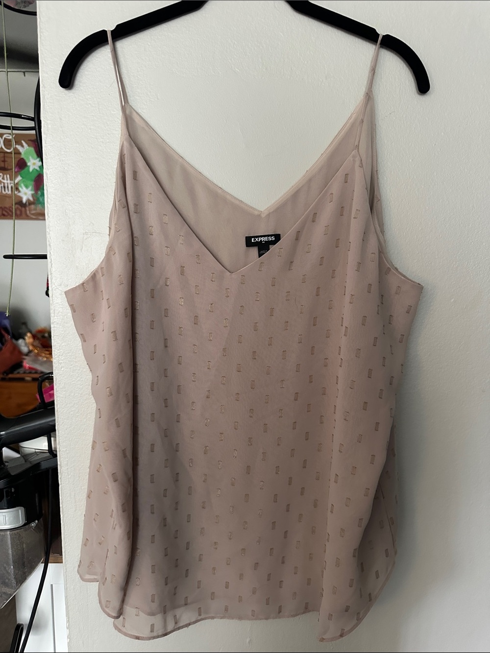 Express Blush Beige Slip Camisole with Gold Micro Print